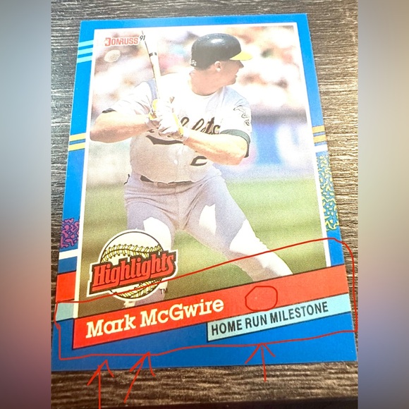 Donruss Other 991 Mark Mcgwire Highlights Baseball Error Card